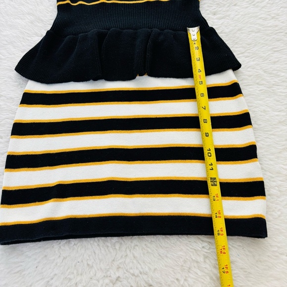 SLY Navy Blue/White/Yellow Knitted Stretchy 100%Cotton Mini Dress size Small - Picture 6 of 16